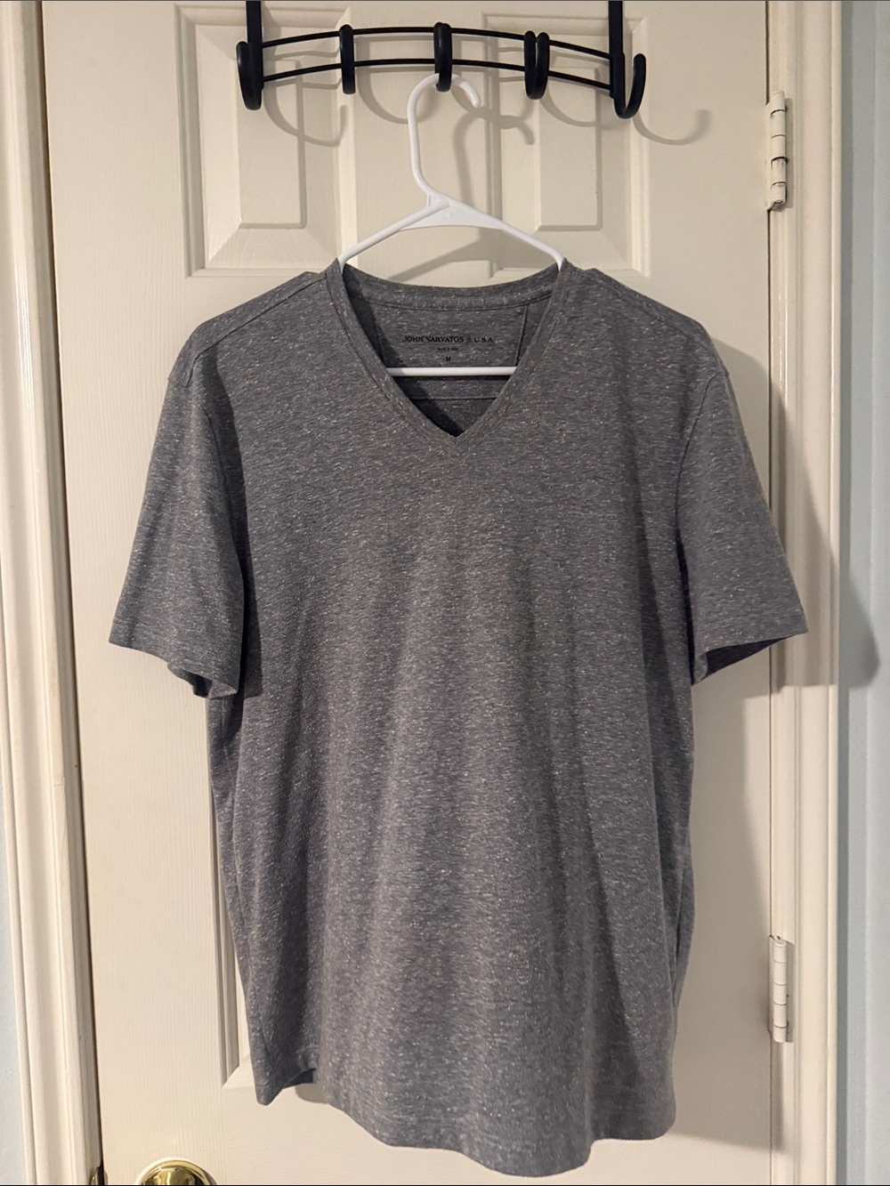 John Varvatos Heather Gray V-Neck Short Sleeve Shirt